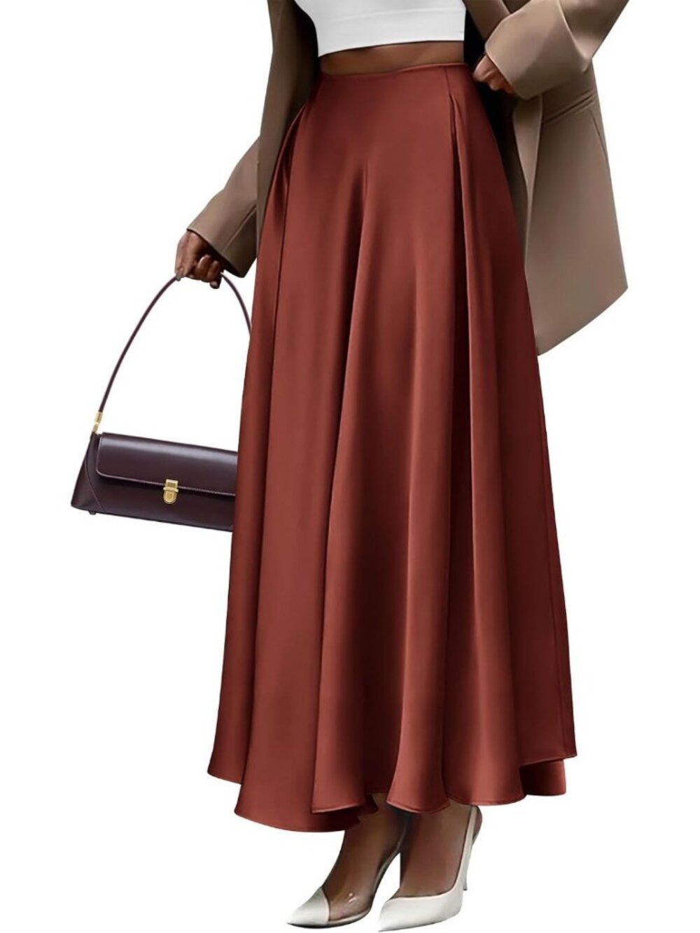 Satin Maxi Skirt for Women - Elegant Fall Fashion, Versatile & Stylish Look